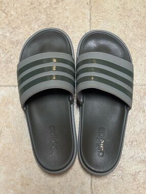 Adidas Adilette Platform Slides Green Men 8/WOMEN 9